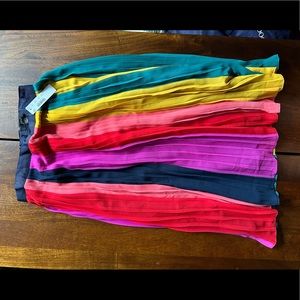 Rainbow pleated midi JCrew skirt